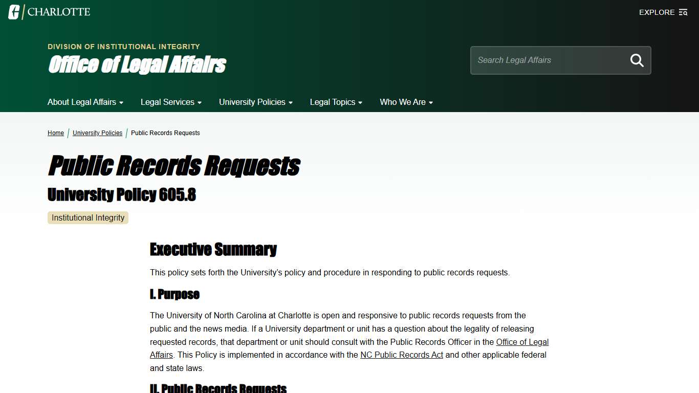 Public Records Requests - Office of Legal Affairs