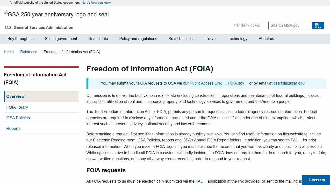 Freedom of Information Act (FOIA) GSA