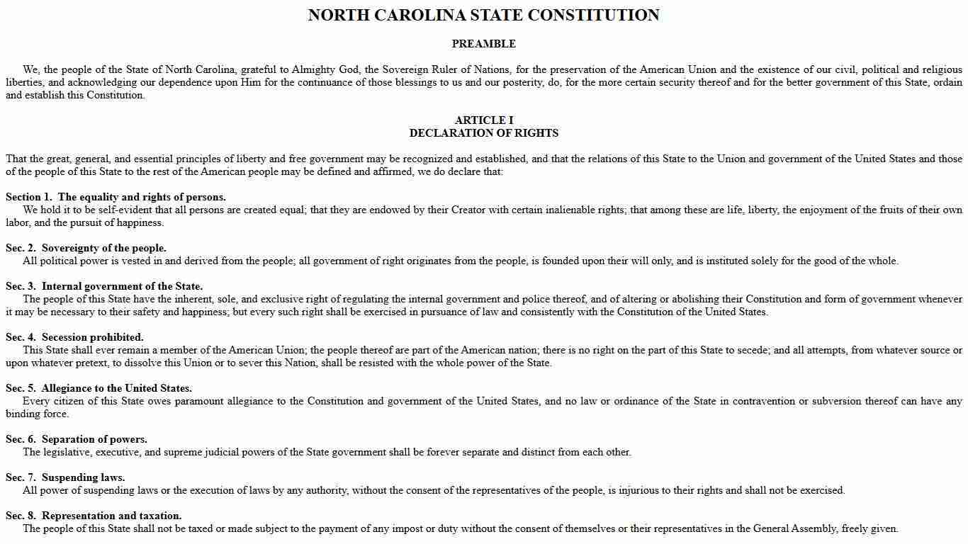 North Carolina Constitution - North Carolina General Assembly
